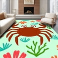 thumbnail image 1 of ODIKA 5'x7' Machine Washable Non-Slip Area Rug, Fun Nautical Critter with Charming Cartoon Crab Design High Traffic Rug with Pad, Brown, 724971, 1 of 8