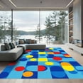 thumbnail image 1 of ODIKA 5'x7' Machine Washable Non-Slip Area Rug, Geometric Blue High Traffic Rug, Blue, 1047603, 1 of 7
