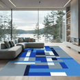 thumbnail image 1 of ODIKA 5'x7' Machine Washable Non-Slip Area Rug, Geometric Blue High Traffic Rug, Blue, 1074648, 1 of 7