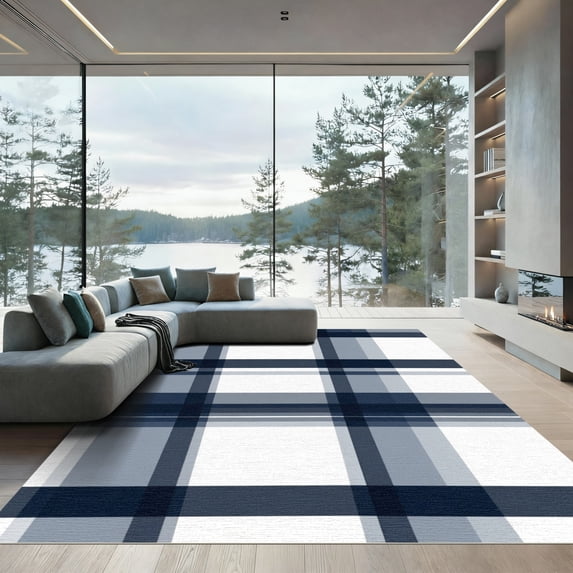 ODIKA 5'x7' Machine Washable Non-Slip Area Rug, Geometric Gray High Traffic Rug with Pad, Gray, 1055885
