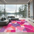 thumbnail image 1 of ODIKA 5'x7' Machine Washable Non-Slip Area Rug, Geometric Hot Pink High Traffic Rug with Pad, Pink, 1059821, 1 of 8