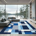 thumbnail image 1 of ODIKA 5x7 Machine Washable Non-Slip Area Rug, Geometric Navy Blue High Traffic Rug, Blue, 1051229, 1 of 7