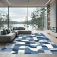 thumbnail image 1 of ODIKA 5'x7' Machine Washable Non-Slip Area Rug, Geometric Navy Blue High Traffic Rug with Pad, Blue, 1058243, 1 of 8