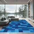 thumbnail image 1 of ODIKA 5'x7' Machine Washable Non-Slip Area Rug, Geometric Navy Blue High Traffic Rug with Pad, Blue, 1059937, 1 of 8