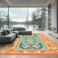thumbnail image 1 of ODIKA 5x7 Machine Washable Non-Slip Area Rug, Geometric Teal High Traffic Rug, Blue, 1049403, 1 of 7