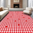 thumbnail image 1 of ODIKA 5'x7' Machine Washable Non-Slip Area Rug, Gingham Bathroom Package Non Slip Ensemble High Traffic Rug with Pad, Red, 656891, 1 of 8