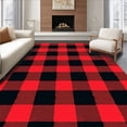 thumbnail image 1 of ODIKA 5'x7' Machine Washable Non-Slip Area Rug, Gingham Front Step Greeting Seasonal Hearth High Traffic Rug, Red, 622558, 1 of 7