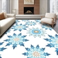 thumbnail image 1 of ODIKA 5'x7' Machine Washable Non-Slip Area Rug, Glacial Starburst Snowflake Patterned Festive Tree Skirt Layout High Traffic Rug, Blue, 740810, 1 of 7