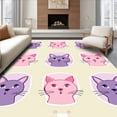 thumbnail image 1 of ODIKA 5'x7' Machine Washable Non-Slip Area Rug, Glowing Kitty Portrait Design Decorative High Traffic Rug with Pad, Beige, 617299, 1 of 8