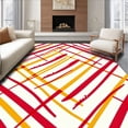 thumbnail image 1 of ODIKA 5'x7' Machine Washable Non-Slip Area Rug, Gridiron Stripe Interlocking with Bold Iconic Motif Accents High Traffic Rug, Red, 670656, 1 of 7