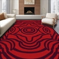 thumbnail image 1 of ODIKA 5'x7' Machine Washable Non-Slip Area Rug, Harmonious Cascade Modernist Luxury Statement High Traffic Rug with Pad, Red, 527725, 1 of 8