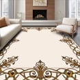 thumbnail image 1 of ODIKA 5'x7' Machine Washable Non-Slip Area Rug, Harmonious Lattice Interwoven Paisley Jewel Treasure High Traffic Rug with Pad, Beige, 426451, 1 of 8