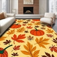 thumbnail image 1 of ODIKA 5'x7' Machine Washable Non-Slip Area Rug, Harvest Celebration Pumpkin Decorative Entrance Welcome High Traffic Rug, Orange, 601918, 1 of 7