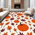 thumbnail image 1 of ODIKA 5'x7' Machine Washable Non-Slip Area Rug, Harvest Festival Pumpkin Leaf Tapestry Decorative Accent High Traffic Rug with Pad, Orange, 602495, 1 of 8