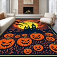 thumbnail image 1 of ODIKA 5'x7' Machine Washable Non-Slip Area Rug, Haunted Pumpkin Moonlight Scene With Bats And Owls Floor High Traffic Rug, Orange, 631924, 1 of 7
