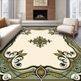 thumbnail image 1 of ODIKA 5'x7' Machine Washable Non-Slip Area Rug, Heraldic with Baroque Scrollwork High Traffic Rug, Ivory, 676835, 1 of 7