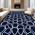 thumbnail image 1 of ODIKA 5'x7' Machine Washable Non-Slip Area Rug, Hexagon Honeycomb Floor Covering with Modern Tiles High Traffic Rug with Pad, Blue, 569768, 1 of 8