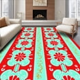 thumbnail image 1 of ODIKA 5'x7' Machine Washable Non-Slip Area Rug, Holiday Cane Stripe with Whimsical Frosted Mint Scrollwork High Traffic Rug, Red, 738036, 1 of 7