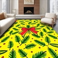 thumbnail image 1 of ODIKA 5'x7' Machine Washable Non-Slip Area Rug, Holiday Pine Boughs Interlocking Bow Motif Festive High Traffic Rug with Pad, Yellow, 623370, 1 of 8