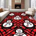 thumbnail image 1 of ODIKA 5'x7' Machine Washable Non-Slip Area Rug, Holiday Plaid Ensemble Featuring Cheerful Snowman and Festive Iconography High Traffic Rug, Red, 622322, 1 of 7
