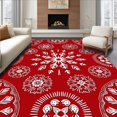 thumbnail image 1 of ODIKA 5'x7' Machine Washable Non-Slip Area Rug, Holiday Starburst Featuring Delicate Interwoven Snowflakes High Traffic Rug, Red, 618516, 1 of 7