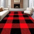 thumbnail image 1 of ODIKA 5'x7' Machine Washable Non-Slip Area Rug, Holiday Tartan Motif with Bold and Black Checkered Arrangement High Traffic Rug, Red, 621197, 1 of 7
