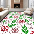 thumbnail image 1 of ODIKA 5'x7' Machine Washable Non-Slip Area Rug, Holiday Whirl with Frosted Leaf and Snow Motifs High Traffic Rug with Pad, Red, 741714, 1 of 8