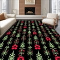 thumbnail image 1 of ODIKA 5'x7' Machine Washable Non-Slip Area Rug, Holiday Woodland Pine Needle Floor with Cardinal Fruit High Traffic Rug with Pad, Black, 731858, 1 of 8