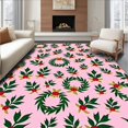 thumbnail image 1 of ODIKA 5'x7' Machine Washable Non-Slip Area Rug, Holly Berry Wreath Holiday Washroom Ensemble High Traffic Rug, Pink, 653874, 1 of 7
