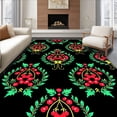 thumbnail image 1 of ODIKA 5'x7' Machine Washable Non-Slip Area Rug, Holly Berry Wreath Motif Seasonal Floor Decoration High Traffic Rug with Pad, Red, 733029, 1 of 8