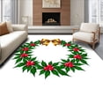 thumbnail image 1 of ODIKA 5'x7' Machine Washable Non-Slip Area Rug, Holly Berry Wreath Seasonal Celebration Floor Covering High Traffic Rug with Pad, Green, 505527, 1 of 8