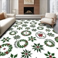 thumbnail image 1 of ODIKA 5'x7' Machine Washable Non-Slip Area Rug, Holly Berry Wreath Seasonal Welcome Traditional High Traffic Rug, Green, 653495, 1 of 7