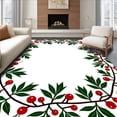 thumbnail image 1 of ODIKA 5'x7' Machine Washable Non-Slip Area Rug, Holly Berry Wreath Yuletide Seasonal Floor High Traffic Rug with Pad, Green, 733114, 1 of 8