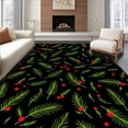 thumbnail image 1 of ODIKA 5'x7' Machine Washable Non-Slip Area Rug, Holly Branch Festive Doorway Welcome High Traffic Rug with Pad, Green, 623656, 1 of 8