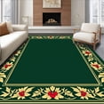 thumbnail image 1 of ODIKA 5'x7' Machine Washable Non-Slip Area Rug, Holly Leaf Border with Berry Cluster Embellishments High Traffic Rug, Green, 606859, 1 of 7