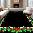 thumbnail image 1 of ODIKA 5'x7' Machine Washable Non-Slip Area Rug, Holly Wreath Traditional Holiday Stitching High Traffic Rug, Green, 646203, 1 of 7