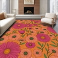 thumbnail image 1 of ODIKA 5'x7' Machine Washable Non-Slip Area Rug, Hook Making Kit Floral Meadow Design Embroidery Handcraft High Traffic Rug with Pad, Orange, 640288, 1 of 8