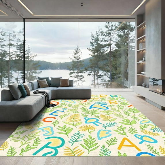 ODIKA 5'x7' Machine Washable Non-Slip Area Rug, Interactive Safari ...