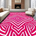 thumbnail image 1 of ODIKA 5'x7' Machine Washable Non-Slip Area Rug, Interlocking Maze with Modern Brushstroke Accents High Traffic Rug, Pink, 461942, 1 of 7
