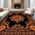 thumbnail image 1 of ODIKA 5'x7' Machine Washable Non-Slip Area Rug, Interlocking Floral Medallion with Paisley Filigree Arrangement High Traffic Rug with Pad, Black, 707908, 1 of 8