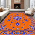thumbnail image 1 of ODIKA 5'x7' Machine Washable Non-Slip Area Rug, Interlocking Lotus Dream with Mystic Starburst and Accents High Traffic Rug with Pad, Orange, 704531, 1 of 8