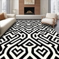 thumbnail image 1 of ODIKA 5'x7' Machine Washable Non-Slip Area Rug, Interlocking Maze with Nordic Inspired Detailing High Traffic Rug with Pad, Black, 710544, 1 of 8