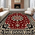 thumbnail image 1 of ODIKA 5'x7' Machine Washable Non-Slip Area Rug, Interlocking Medallion Vintage Heritage High Traffic Rug with Pad, Burgundy, 491523, 1 of 8