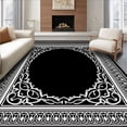thumbnail image 1 of ODIKA 5'x7' Machine Washable Non-Slip Area Rug, Interlocking Medallion With Ornate Baroque Flourishes High Traffic Rug, Black, 464921, 1 of 7