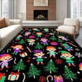 thumbnail image 1 of ODIKA 5'x7' Machine Washable Non-Slip Area Rug, Jolly Elf Complete Bathroom Decoration Shower Accessories High Traffic Rug with Pad, Black, 654610, 1 of 8