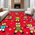 thumbnail image 1 of ODIKA 5'x7' Machine Washable Non-Slip Area Rug, Jolly Gingerbread Family Scene Xmas Doormat with Snowy Landscape High Traffic Rug, Red, 631052, 1 of 7
