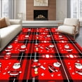 thumbnail image 1 of ODIKA 5'x7' Machine Washable Non-Slip Area Rug, Jolly Saint Nicholas Plaid Winter Floor Covering High Traffic Rug, Red, 622342, 1 of 7