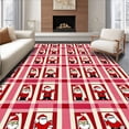 thumbnail image 1 of ODIKA 5'x7' Machine Washable Non-Slip Area Rug, Jolly Santa Claus Checkered Holiday Floor High Traffic Rug, Red, 627052, 1 of 7