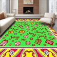 thumbnail image 1 of ODIKA 5'x7' Machine Washable Non-Slip Area Rug, Jolly Season Greetings Entrance Decorative Stylish Bright High Traffic Rug, Green, 625514, 1 of 7