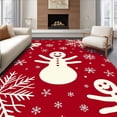 thumbnail image 1 of ODIKA 5'x7' Machine Washable Non-Slip Area Rug, Jolly Snowman Winter Wonderland Festive Holiday High Traffic Rug with Pad, Red, 502941, 1 of 8